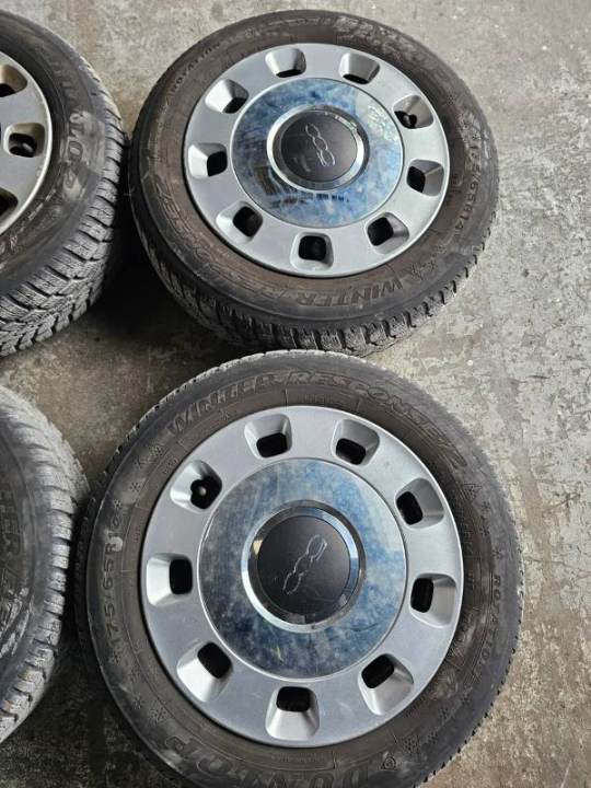 Fiat 500 Original Stahlfelgen/Zierkapen 175/65R14 82T Dunlop Winter Response 2 Winterreifen